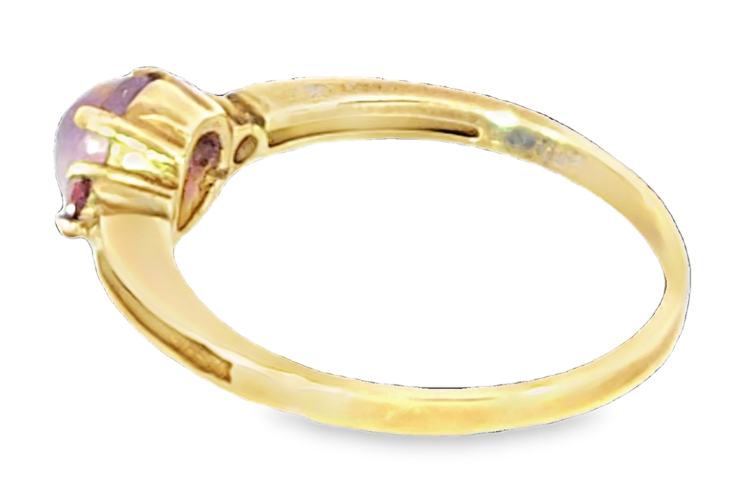Pink Star Sapphire and Ruby Natural Genuine Gemstone ,14 kt yellow Ring H70 - Image 7