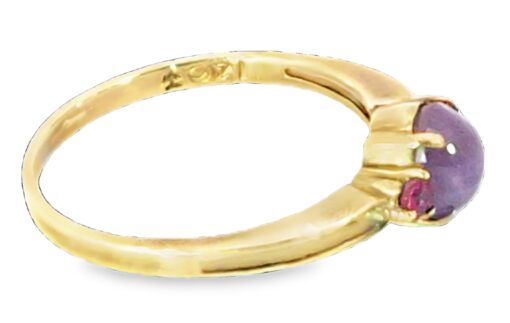 Pink Star Sapphire and Ruby Natural Genuine Gemstone ,14 kt yellow Ring H70 - Image 9