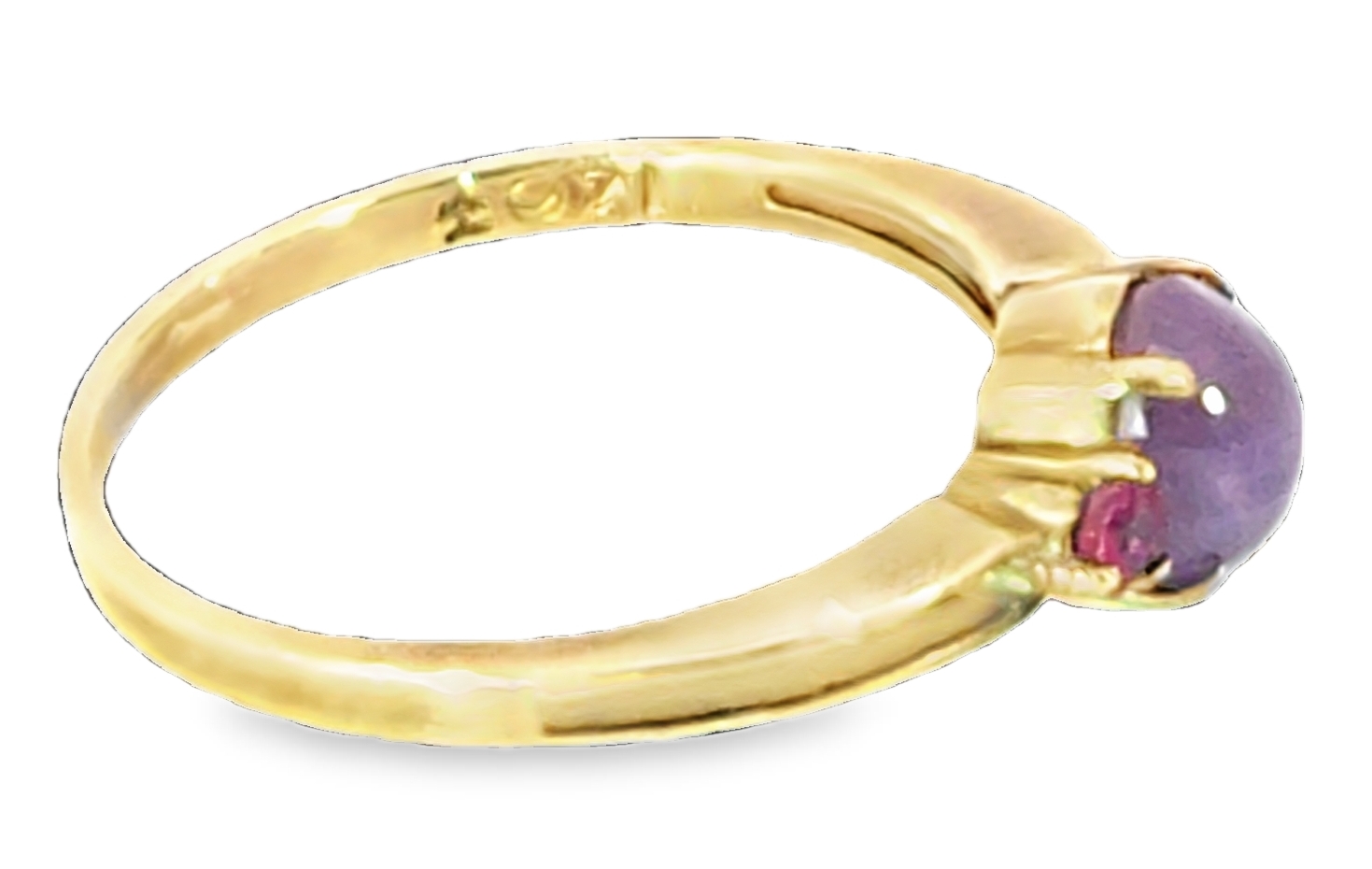 Pink Star Sapphire and Ruby Natural Genuine Gemstone ,14 kt yellow Ring H70 - Image 9