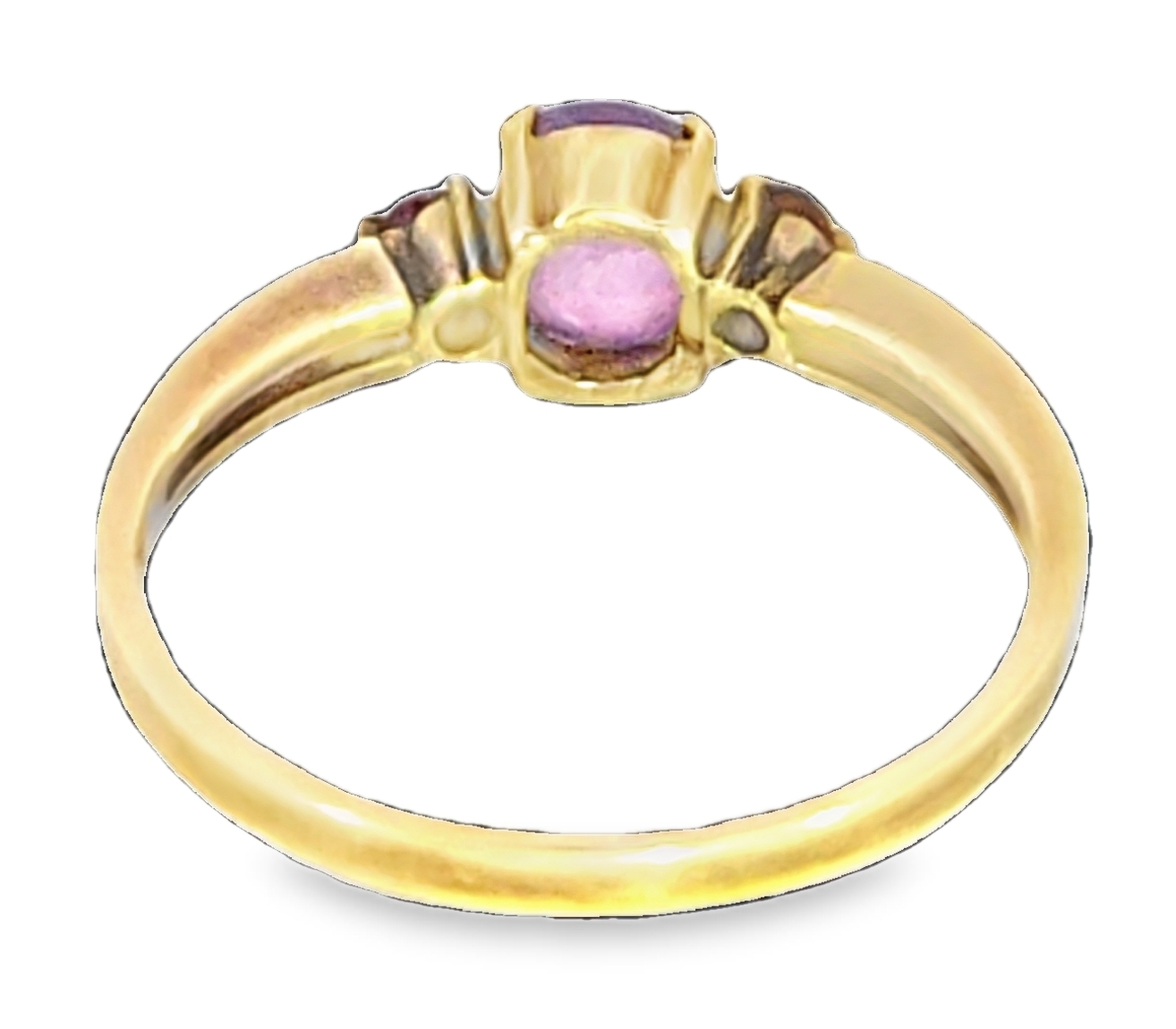 Pink Star Sapphire and Ruby Natural Genuine Gemstone ,14 kt yellow Ring H70 - Image 11