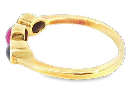 Natural Genuine Ruby And Blue Sapphire Cabochon 14 KT Lady's Ring H71 - Image 6