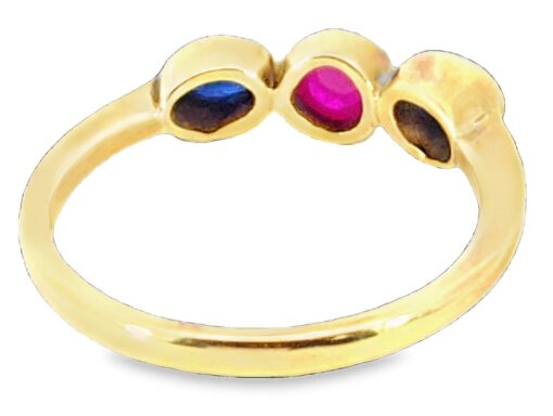 Natural Genuine Ruby And Blue Sapphire Cabochon 14 KT Lady's Ring H71 - Image 7