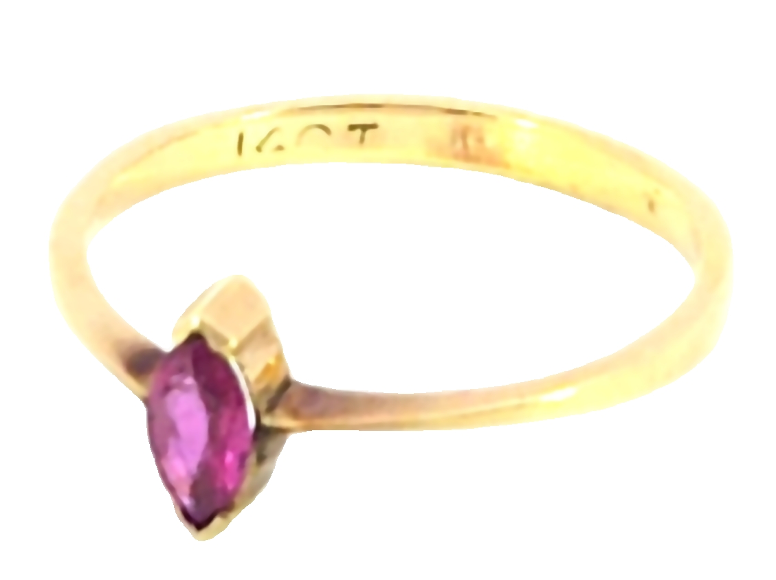 Pink Sapphire Natural Genuine Gemstone 14 kt Yellow Gold Ring, H77 - Image 5