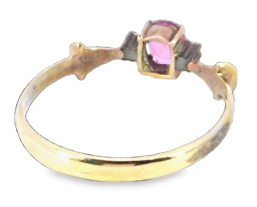 Natural Genuine Pink sapphire and Diamond set in 14 kt Yellow Gold Ring H81 - Image 3