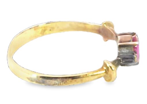 Natural Genuine Pink sapphire and Diamond set in 14 kt Yellow Gold Ring H81 - Image 4