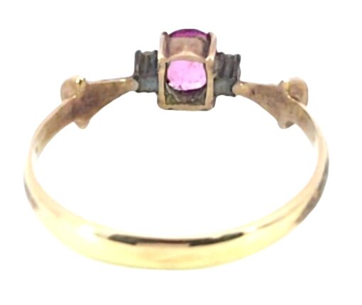 Natural Genuine Pink sapphire and Diamond set in 14 kt Yellow Gold Ring H81 - Image 7