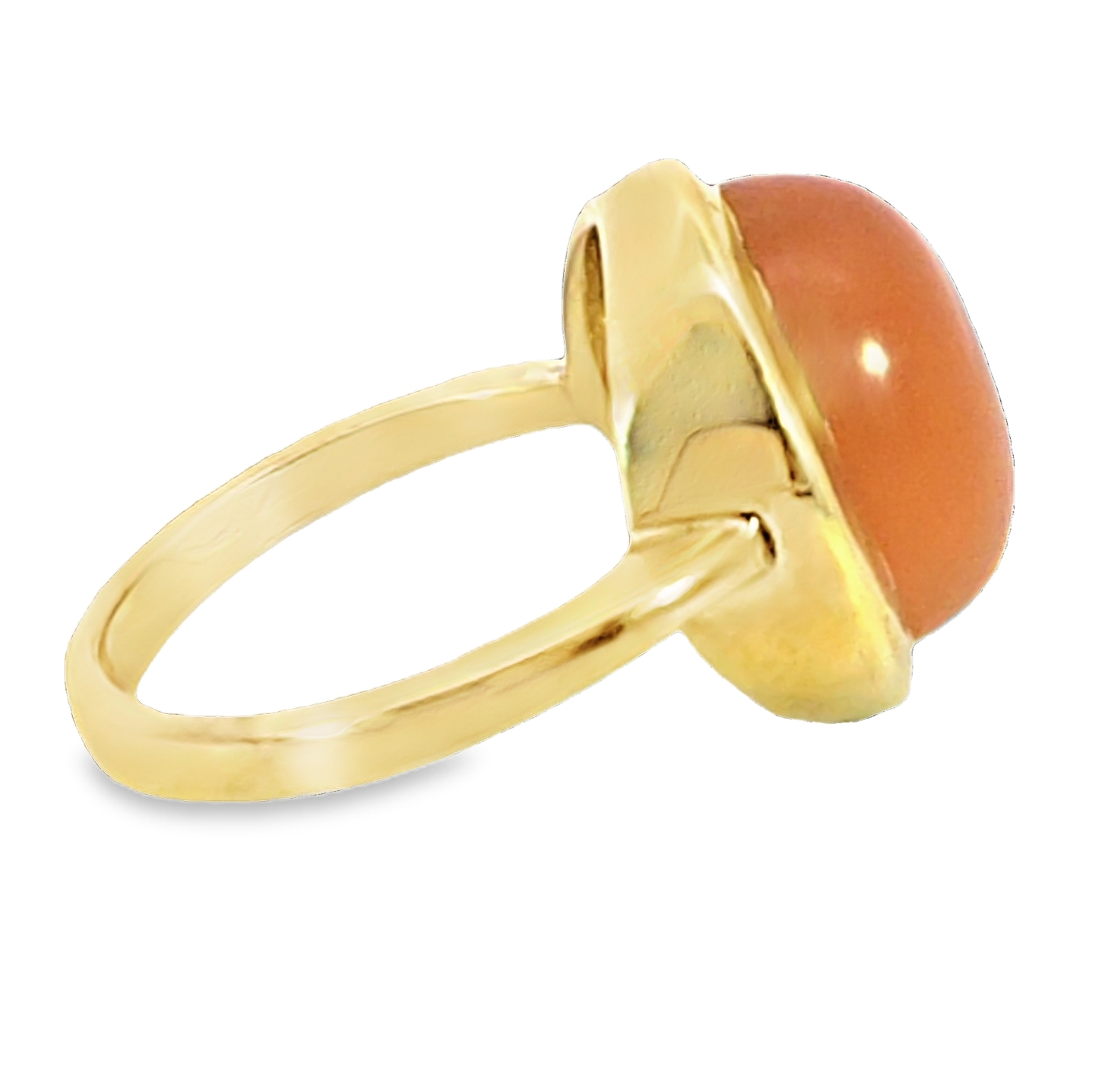 Orange Moonstone 14 KT Yellow Gold Genuine Gemstone Lady's Ring H87 - Image 2