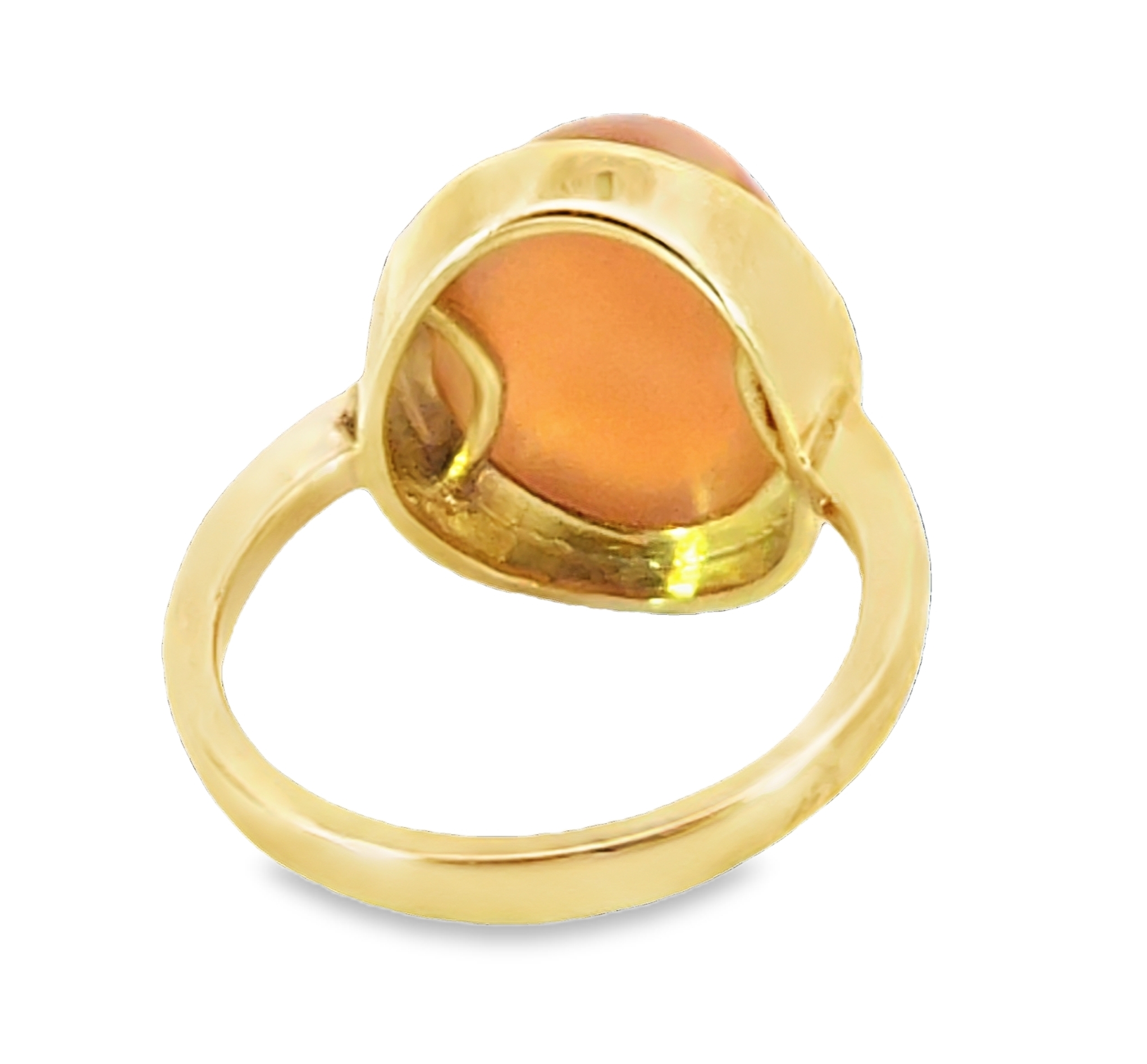 Orange Moonstone 14 KT Yellow Gold Genuine Gemstone Lady's Ring H87 - Image 3