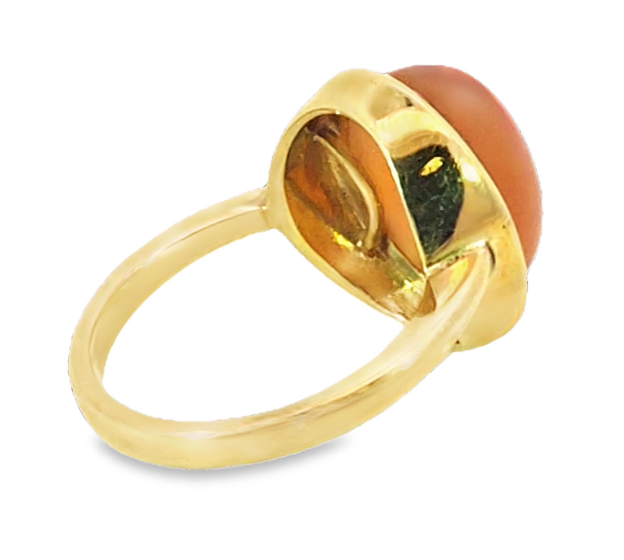 Orange Moonstone 14 KT Yellow Gold Genuine Gemstone Lady's Ring H87 - Image 5