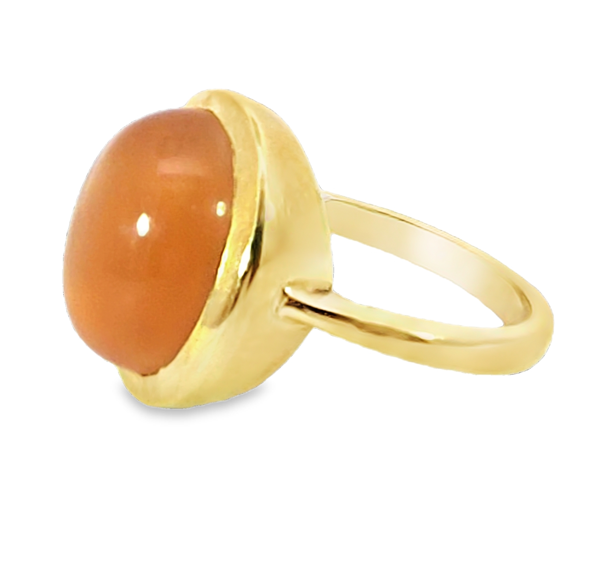 Orange Moonstone 14 KT Yellow Gold Genuine Gemstone Lady's Ring H87 - Image 7