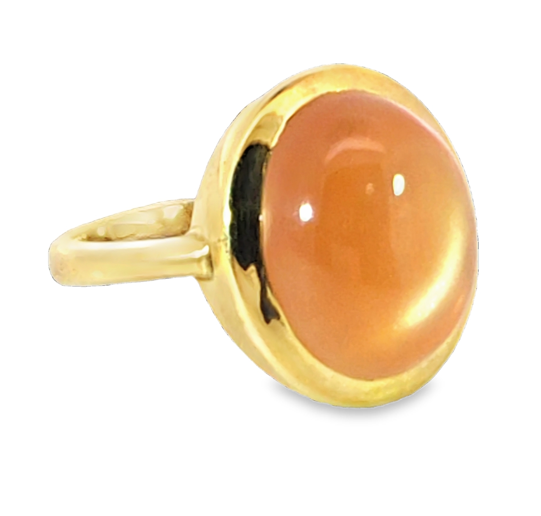 Orange Moonstone 14 KT Yellow Gold Genuine Gemstone Lady's Ring H87 - Image 8