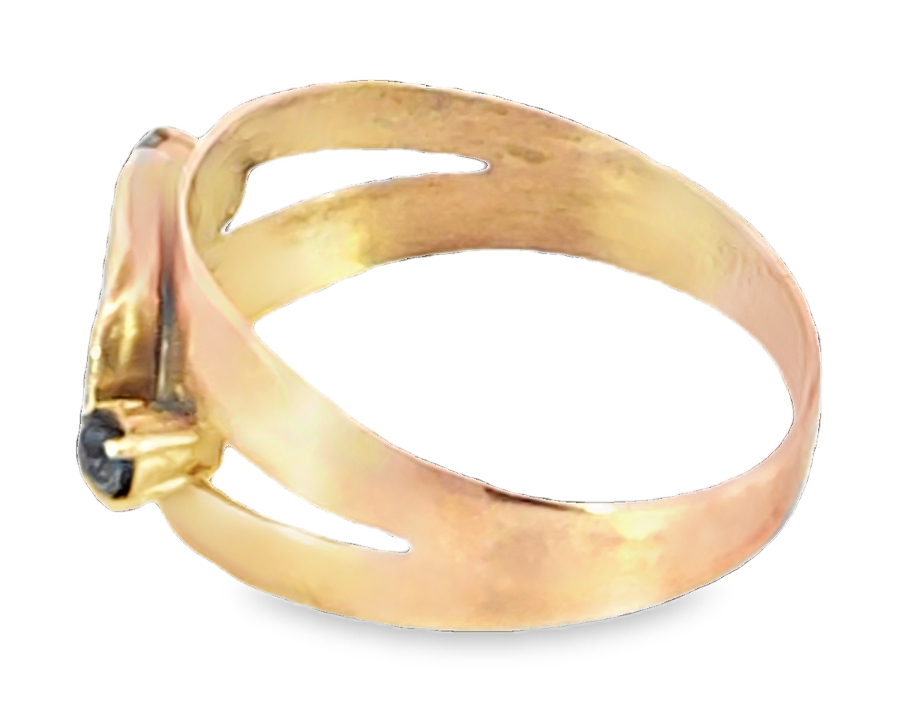 Moonstone Genuine Gemstone Set with Blue Sapphire's in 9 KT Gold Lady's Ring, H95 - Image 2