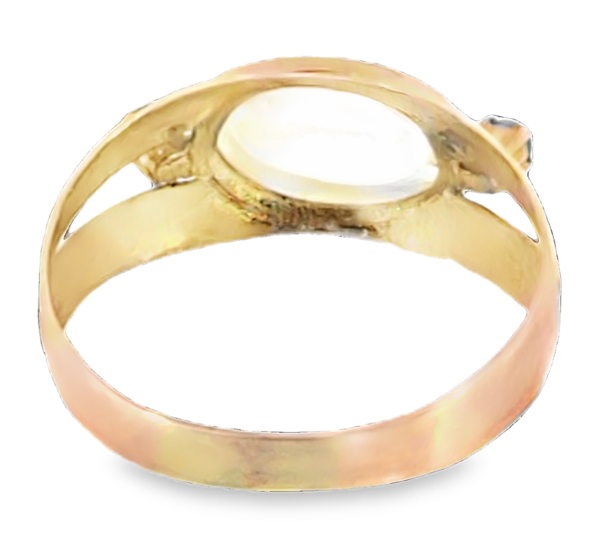 Moonstone Genuine Gemstone Set with Blue Sapphire's in 9 KT Gold Lady's Ring, H95 - Image 3
