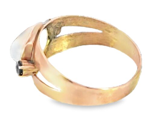Moonstone Genuine Gemstone Set with Blue Sapphire's in 9 KT Gold Lady's Ring, H95 - Image 6