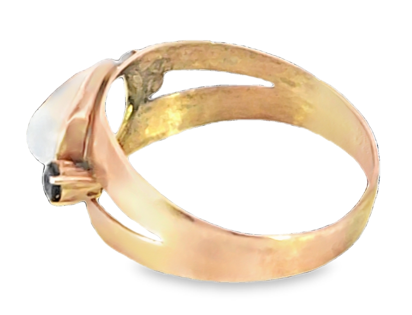 Moonstone Genuine Gemstone Set with Blue Sapphire's in 9 KT Gold Lady's Ring, H95 - Image 6