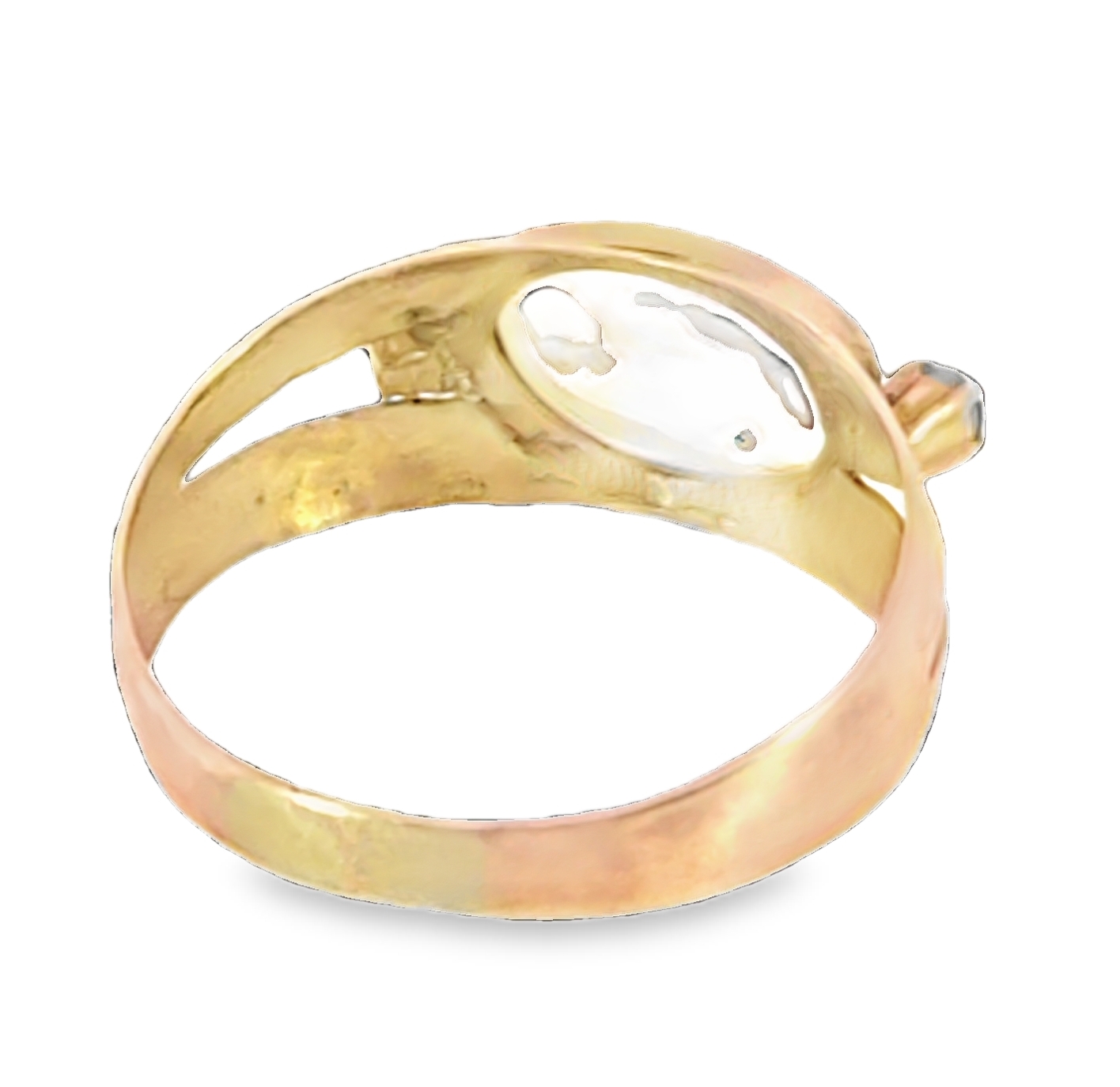 Moonstone Genuine Gemstone Set with Blue Sapphire's in 9 KT Gold Lady's Ring, H95 - Image 7