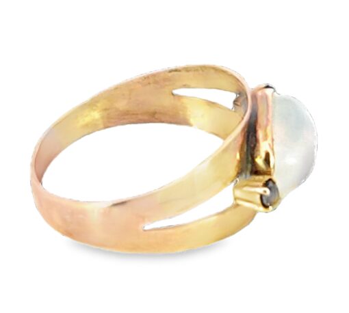 Moonstone Genuine Gemstone Set with Blue Sapphire's in 9 KT Gold Lady's Ring, H95 - Image 8