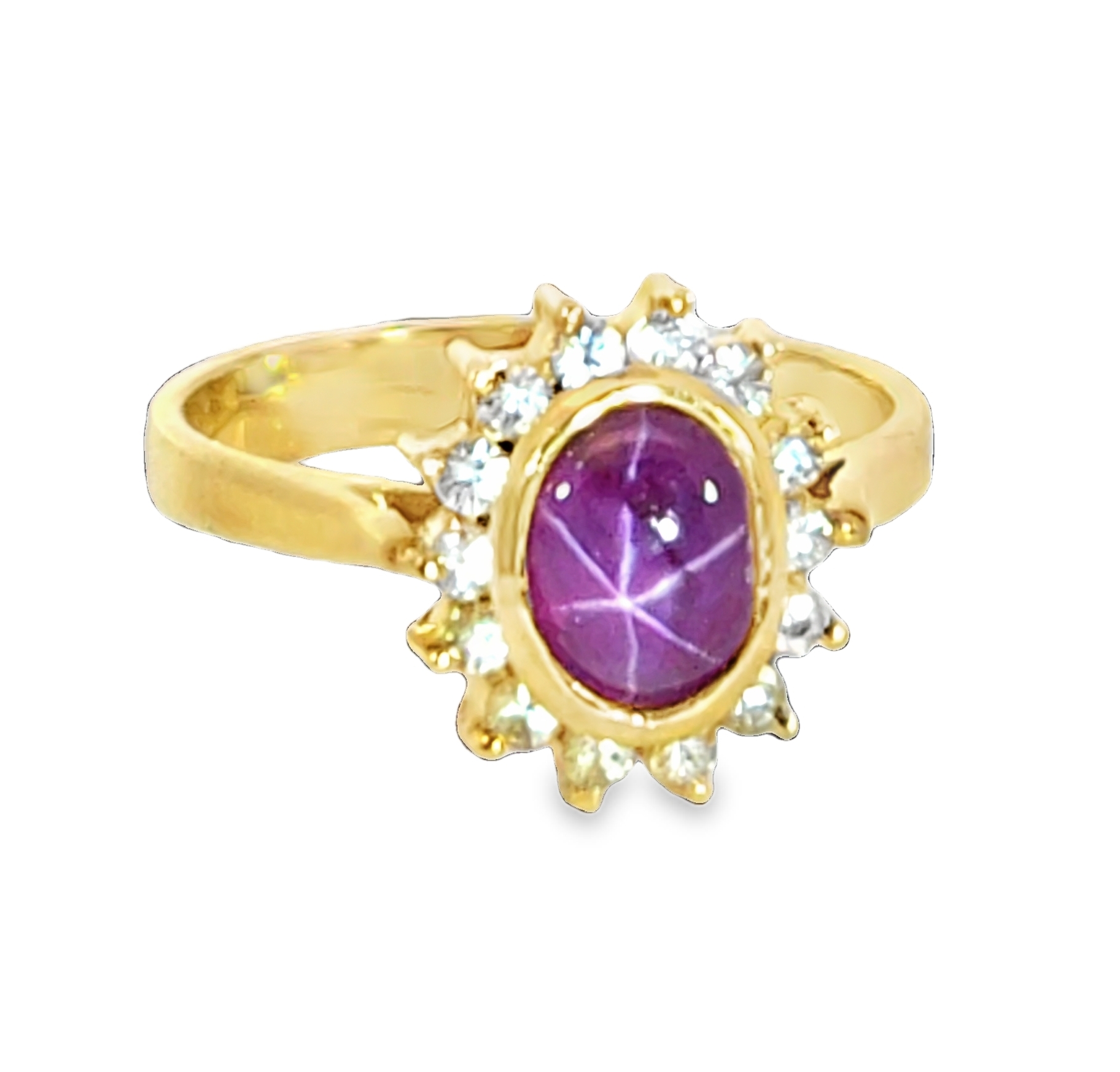 Star Ruby Diamond Cluster Engagement Ring H9 - Image 3