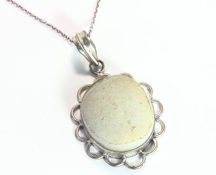Druzy Genuine Gemstone Silver Pendent PSS,897 - Image 3