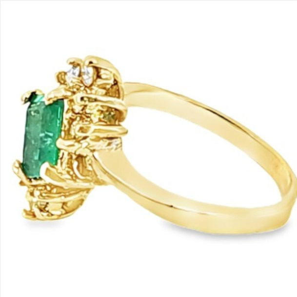 Emerald Natural Genuine Gemstones Diamond Lady's Ring RFK,158 - Image 8