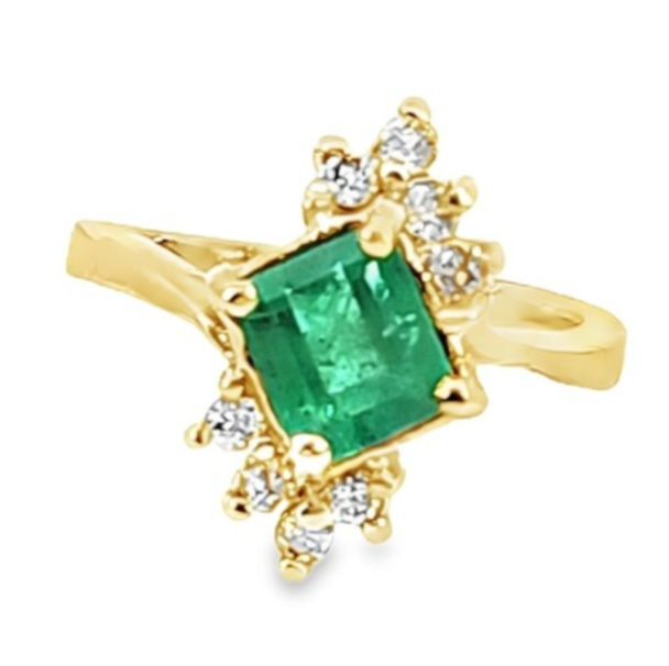 Emerald Natural Genuine Gemstones Diamond Lady's Ring RFK,158 - Image 7