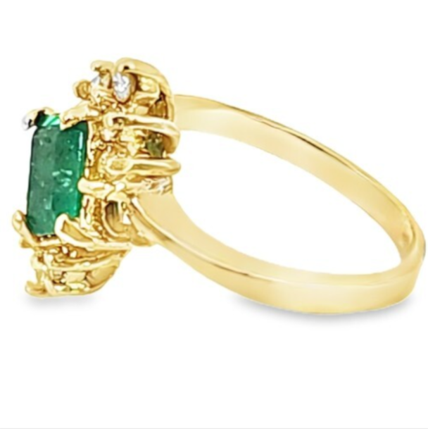 Emerald Natural Genuine Gemstones Diamond Lady's Ring RFK,158 - Image 5
