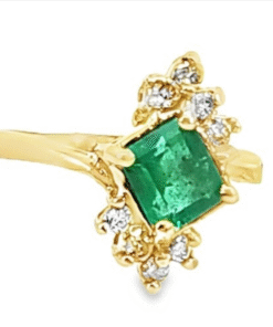 Alternative view of Emerald Natural Genuine Gemstones Diamond Lady's Ring RFK,158