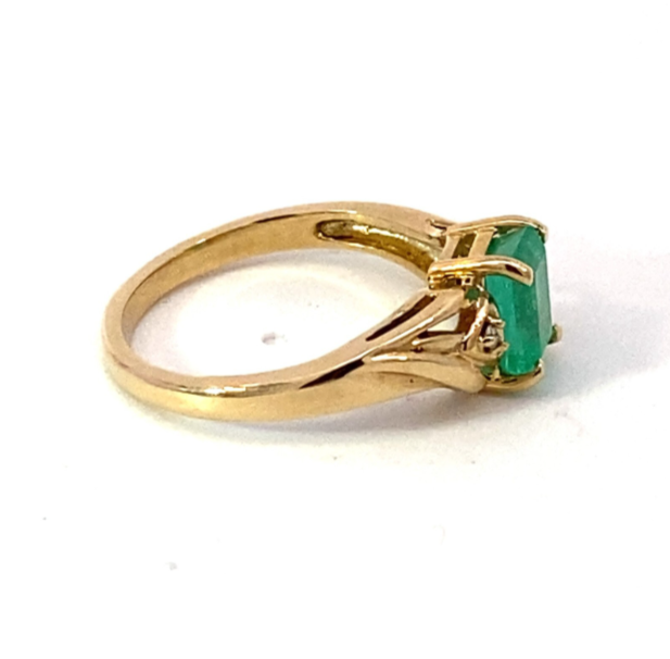 Emerald Natural Genuine Gemstones Diamond Lady's Ring RFK516 - Image 4