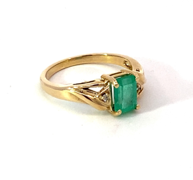 Emerald Natural Genuine Gemstones Diamond Lady's Ring RFK516 - Image 3