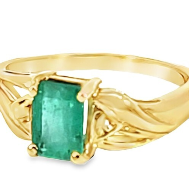 Emerald Natural Genuine Gemstones Diamond Lady's Ring RFK516 - Image 2