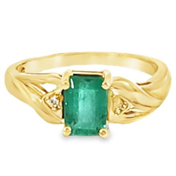 Emerald Natural Genuine Gemstones Diamond Lady's Ring RFK516 - Image 8