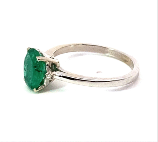 Emerald Natural Genuine Gemstones Diamond Lady's Ring RFK551 - Image 4