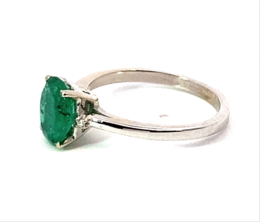 Emerald Natural Genuine Gemstones Diamond Lady's Ring RFK551 - Image 2