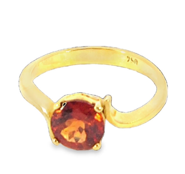 Hessonite Garnet Natural Genuine Gemstone, 18Kt Yellow Gold Ring H57