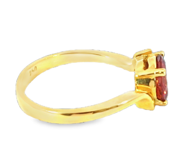 Hessonite Garnet Natural Genuine Gemstone, 18Kt Yellow Gold Ring H57 - Image 8