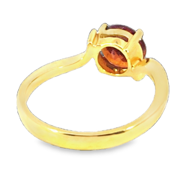 Hessonite Garnet Natural Genuine Gemstone, 18Kt Yellow Gold Ring H57 - Image 7