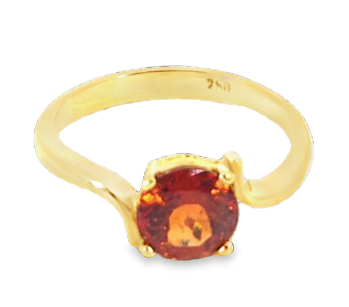 Hessonite Garnet Natural Genuine Gemstone, 18Kt Yellow Gold Ring H57 - Image 5