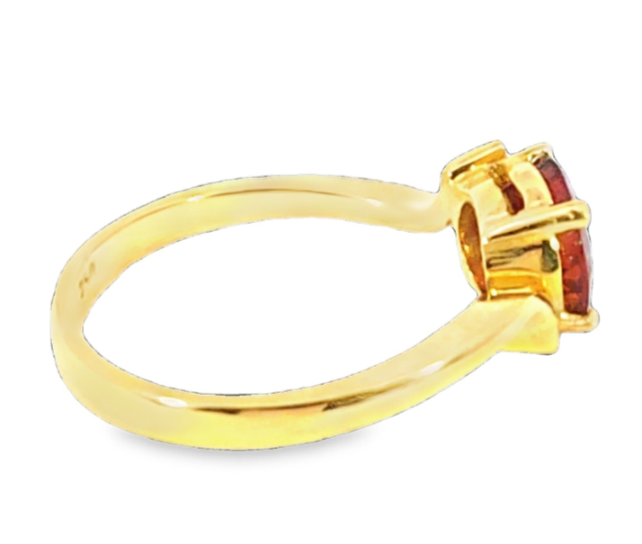 Hessonite Garnet Natural Genuine Gemstone, 18Kt Yellow Gold Ring H57 - Image 4
