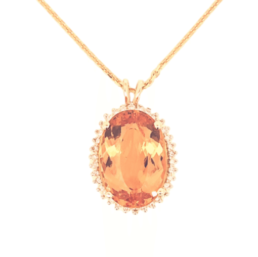 Imperial Topaz Genuine Gemstone Pendent set With Genuine Diamonds NFG1049 - Image 2