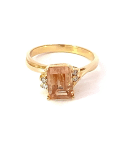 Imperial Topaz Genuine Gemstone set in Yellow Gold Lady's Ring RFK467