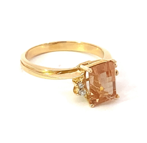 Imperial Topaz Genuine Gemstone set in Yellow Gold Lady's Ring RFK467 - Image 6