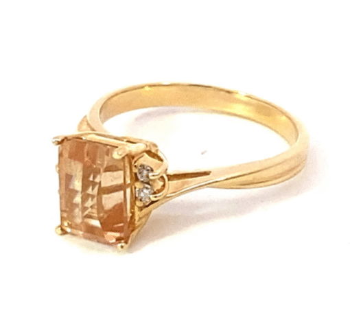 Imperial Topaz Genuine Gemstone set in Yellow Gold Lady's Ring RFK467 - Image 5