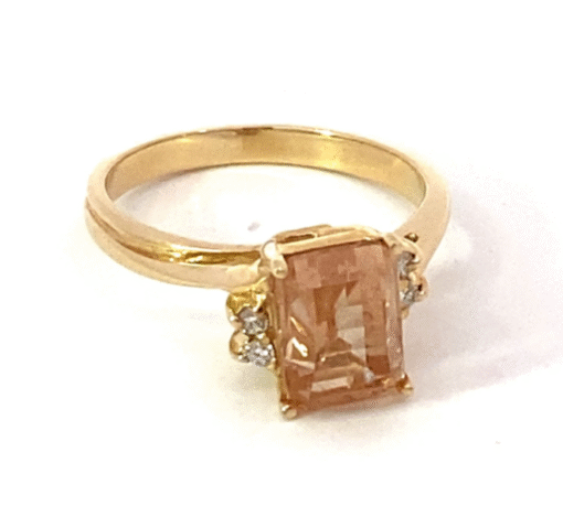 Imperial Topaz Genuine Gemstone set in Yellow Gold Lady's Ring RFK467 - Image 2
