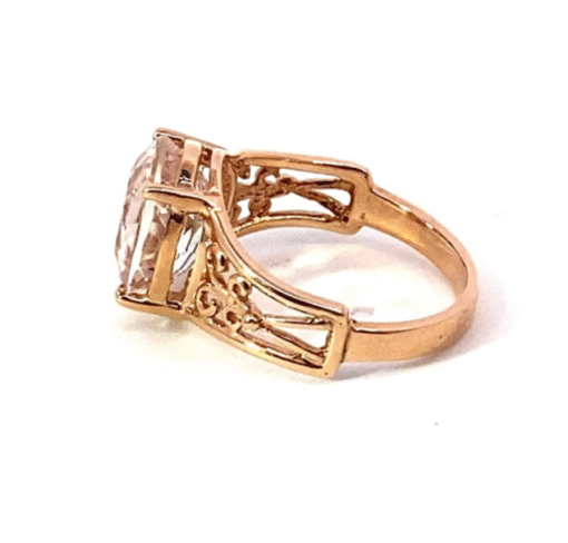Kunzite Natural Genuine Faceted Gemstone set in Rose Gold Lady's Ring RFK525 - Image 13