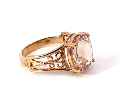 Kunzite Natural Genuine Faceted Gemstone set in Rose Gold Lady's Ring RFK525 - Image 5
