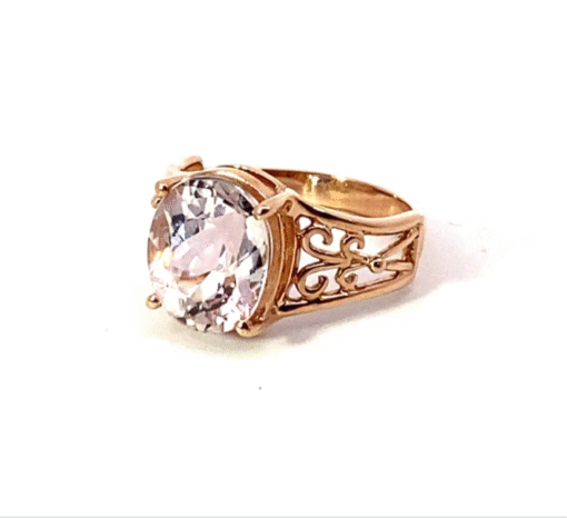 Kunzite Natural Genuine Faceted Gemstone set in Rose Gold Lady's Ring RFK525 - Image 4