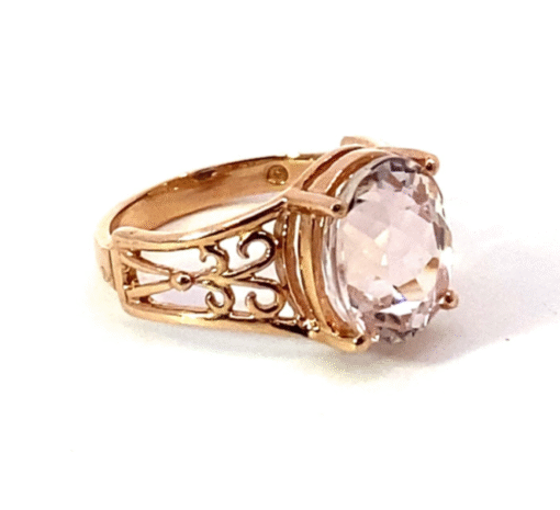 Kunzite Natural Genuine Faceted Gemstone set in Rose Gold Lady's Ring RFK525 - Image 3