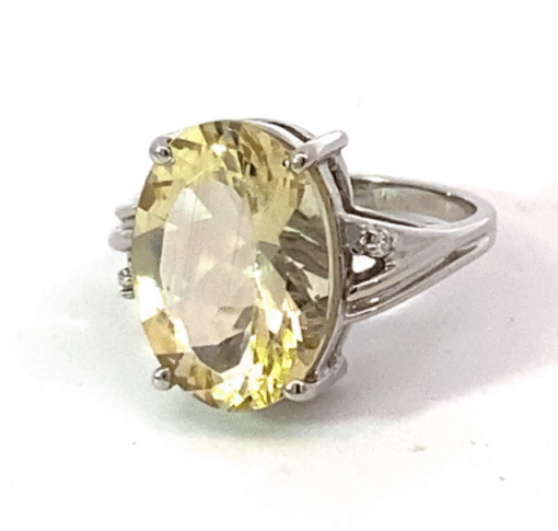 Laborite Faceted Genuine Gemstone Diamond white Gold Lady's Ring RFK,517 - Image 5