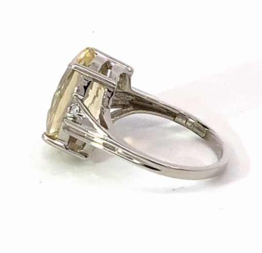 Laborite Faceted Genuine Gemstone Diamond white Gold Lady's Ring RFK,517 - Image 4