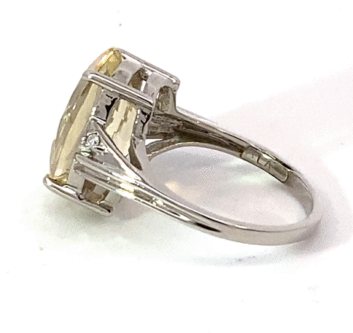 Laborite Faceted Genuine Gemstone Diamond white Gold Lady's Ring RFK,517 - Image 3
